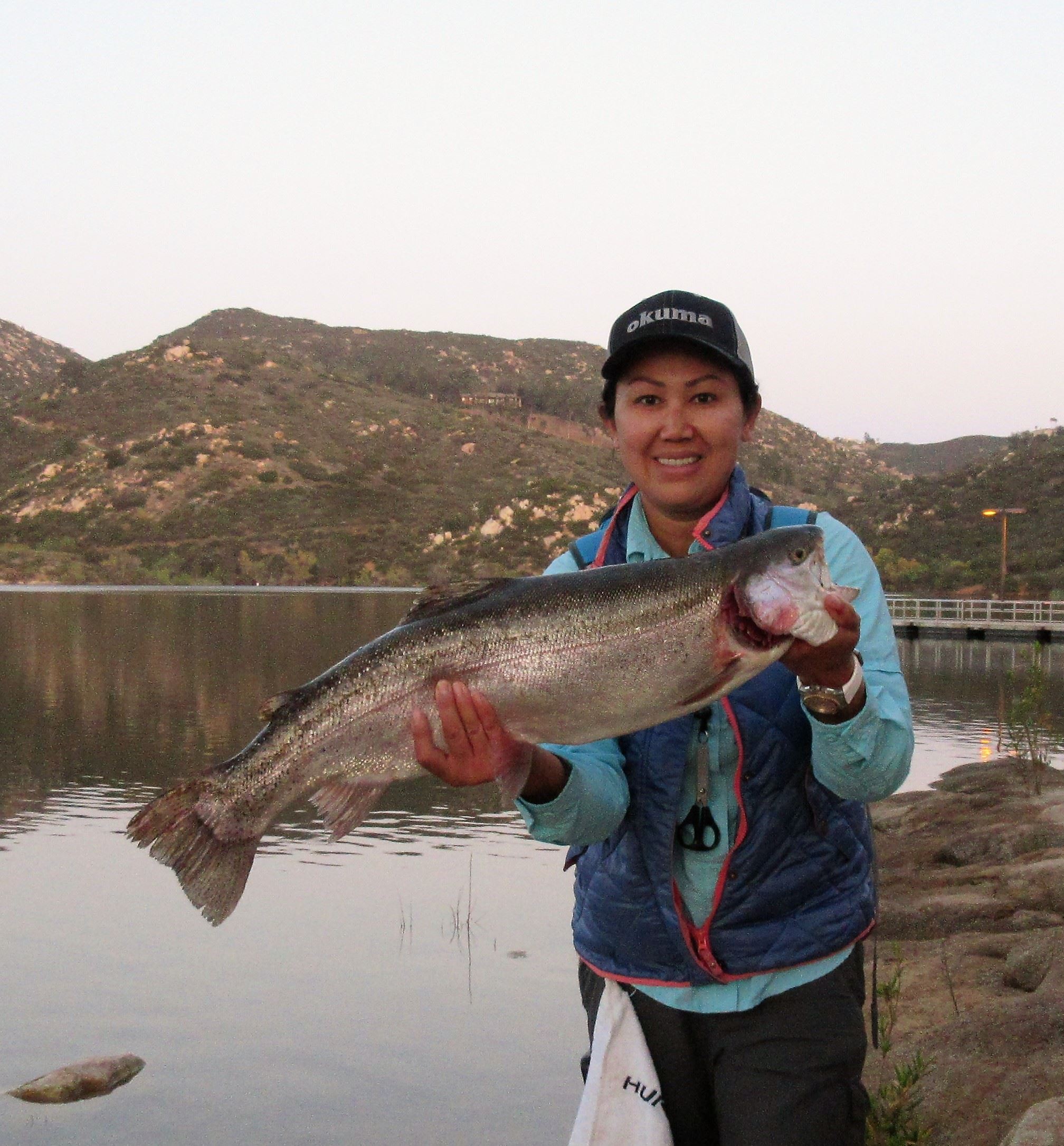 Karen Oswald, 4S Ranch, 18 Apr 2018, 10.96 lb. , 4 trout, 1 Cat, Gold Kastmaster, North of Fishing P