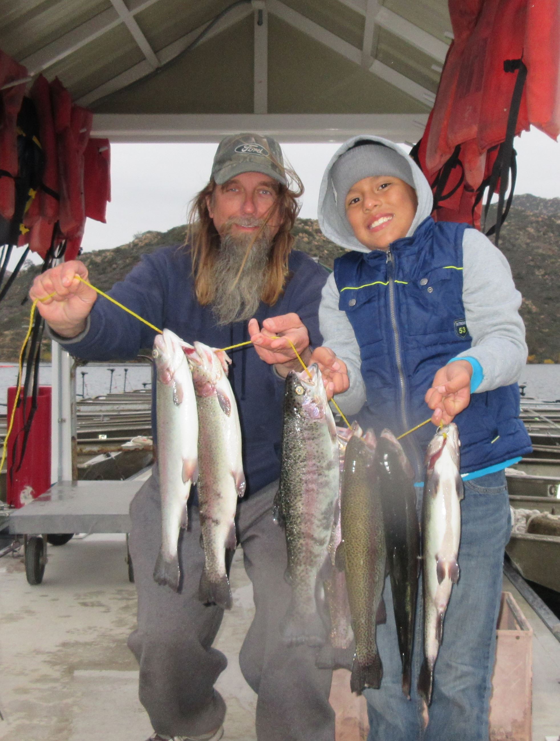 Jeff and Alex Kopischke 7 trout, night crawlers, middle of lake