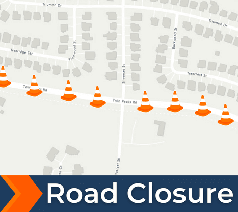Road closure on Twin Peaks Road
