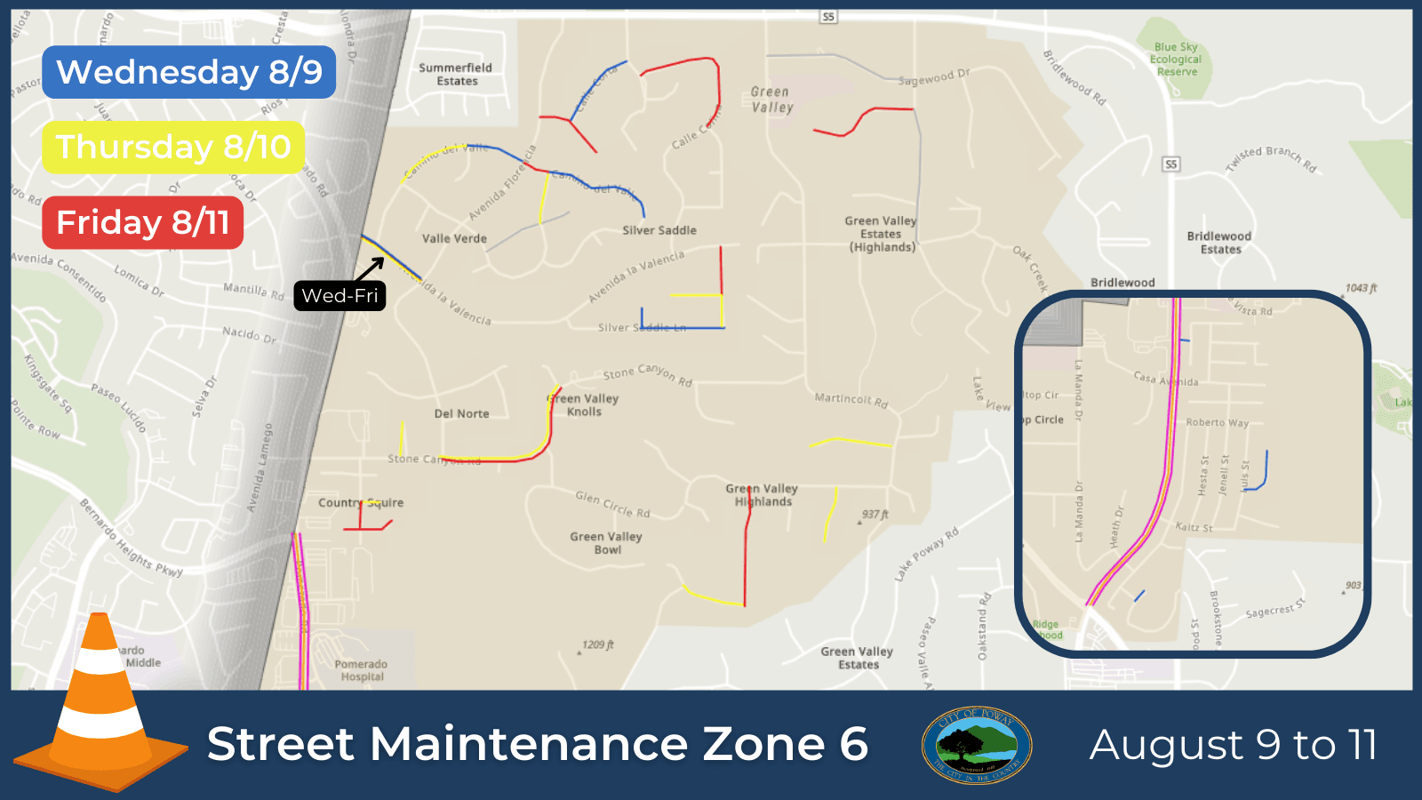 Map of asphalt repairs Aug 9