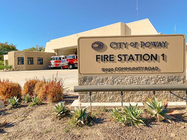 fire station 1 with engines in view