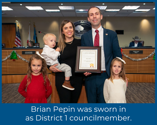 Incoming Councilmember Brian Pepin with family