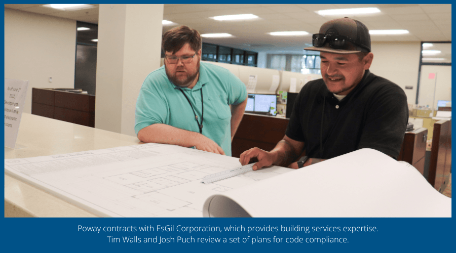 Poway contracts with EsGil Corporation, which provides building services expertise