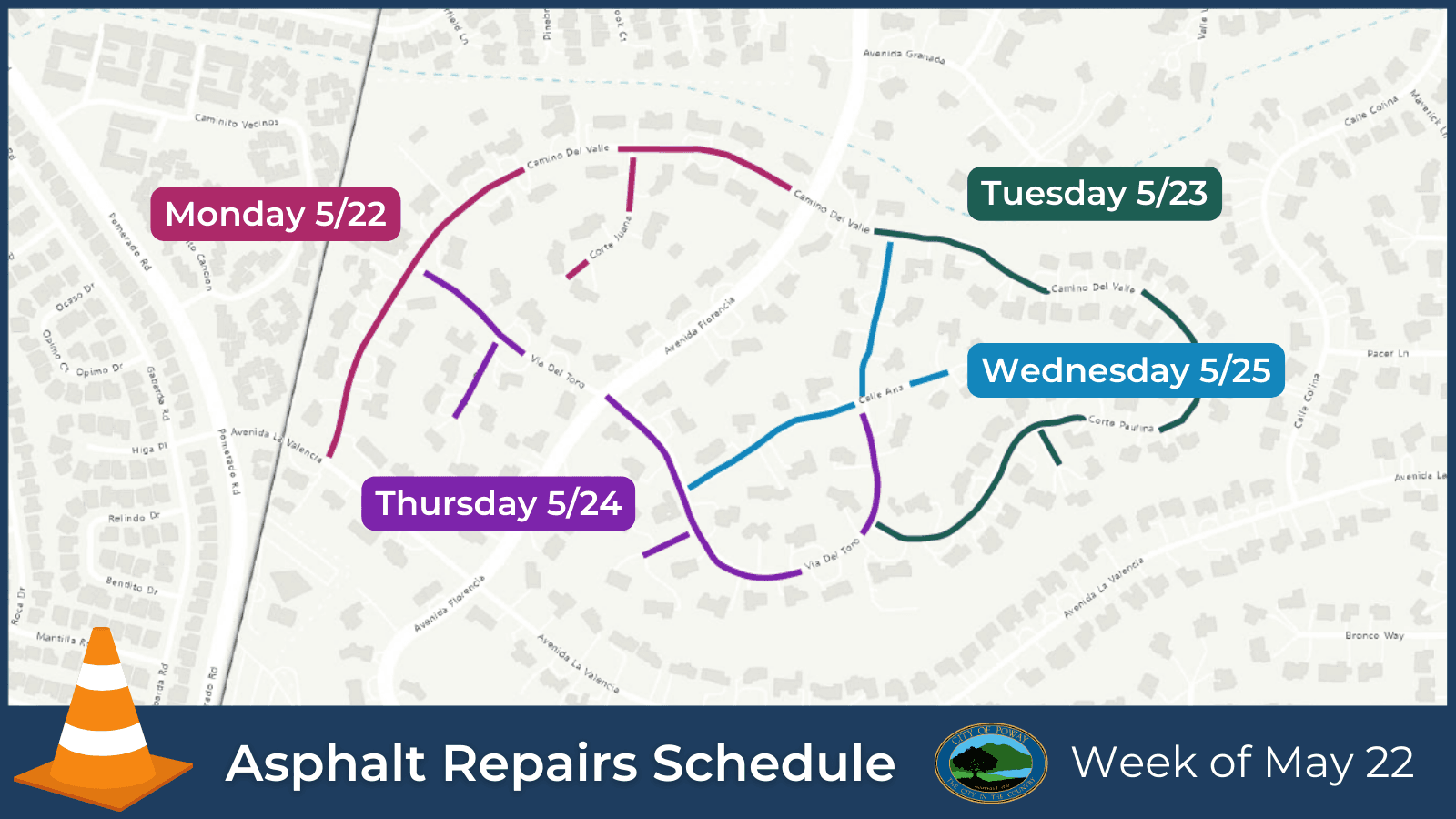 Asphalt Repairs Schedule map may 22
