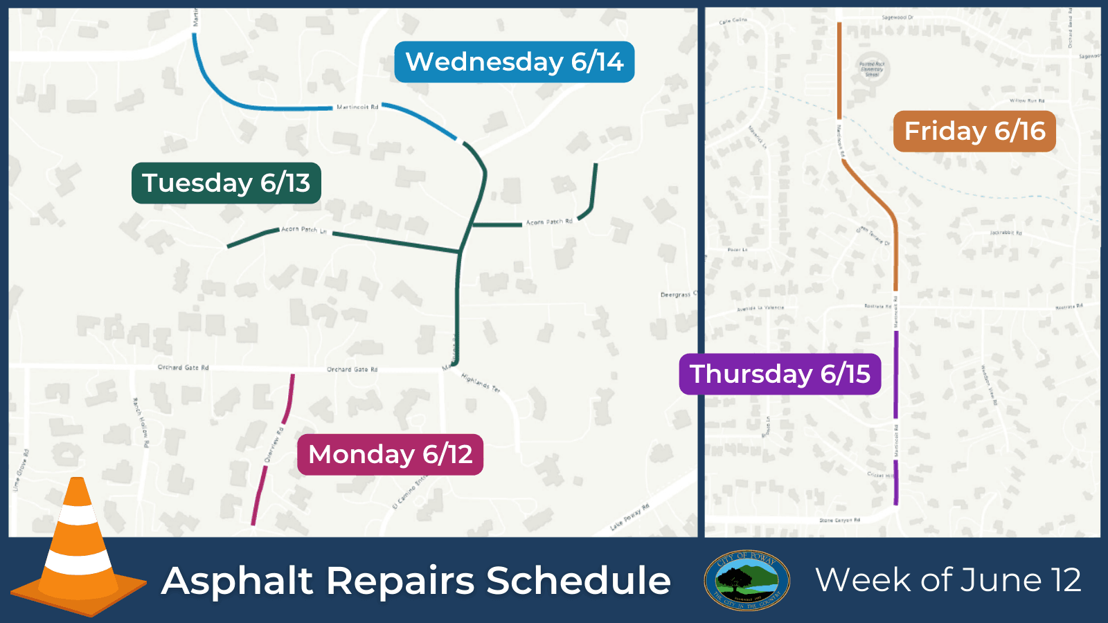 Asphalt Repairs map June 12